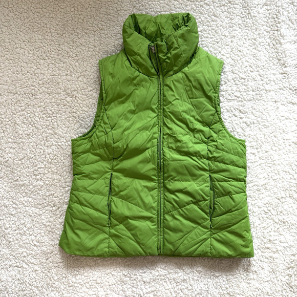 Kenneth Cole Pre-Owned Down Vest Womens Large Green Full Zip Front Zip Pockets - Picture 1 of 5